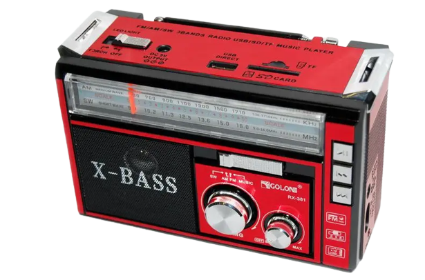 Радіоприймач портативний Golon RX-381/2 USB+SD з ліхтариком LED Червоний, фото 1