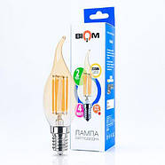 Світлодіодна лампа Biom FL-415 C35 LT 4W E14 2530K Amber свічка на вітрі, фото 5