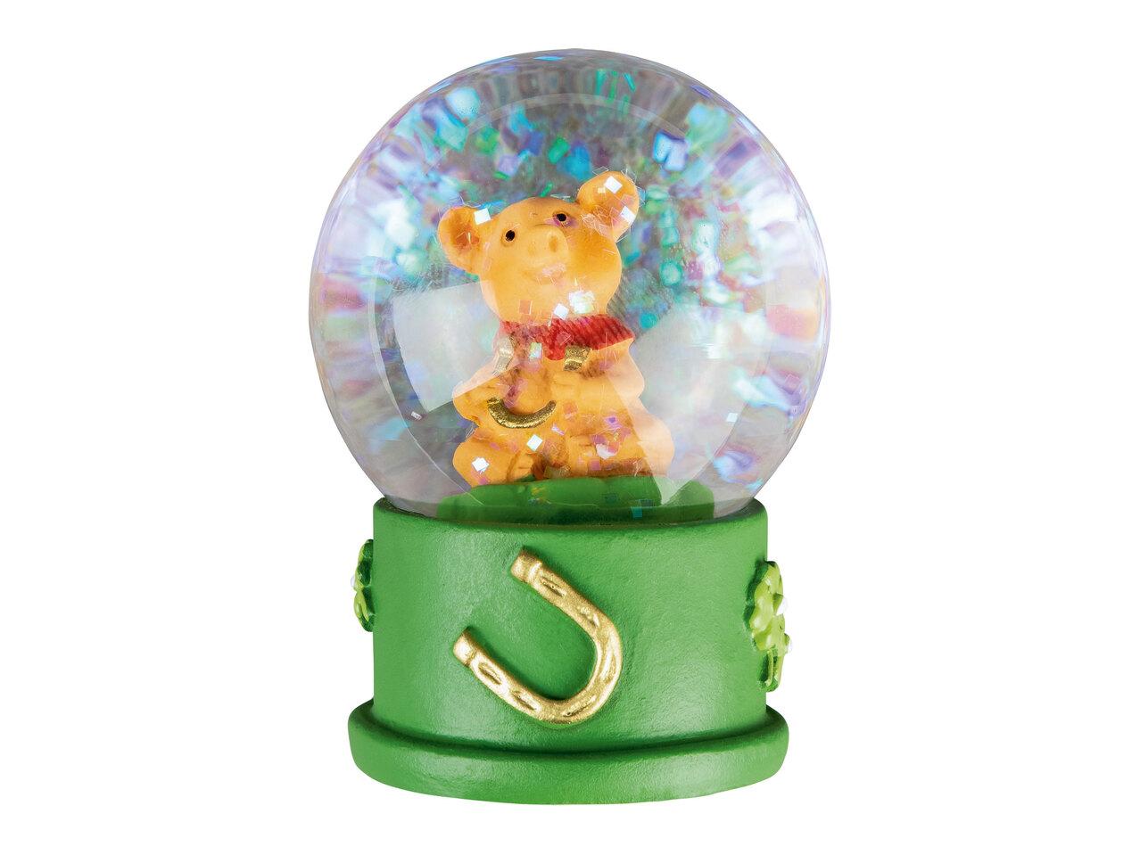 Скляна куля з блискітками "Мила свинка з підковою" Livarno Home, фото 1