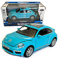 Машинка металлическая Volkswagen Beetle GSR «Автоексперт» Фольксваген жук, синий, звук, свет, окр. двери,