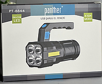 Фонарь аккумуляторный с боковым светом 2 в 1 USB Panther PT-8844 Светодиодный ручной фонарь