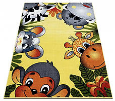 160x230 Kolibri  11058/150v килим у дитячу кімнату, Джунглі - Африка з жирафом, мавпочкою, бегемотом
