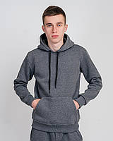 Чоловіче базове худі (кенгуру) з начосом, темно-сірого кольору. Розміри: S,M,L,XL,XXL.