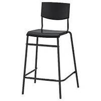 Барний стілець зі спинкою, чорний/чорний,63 см,STIG
