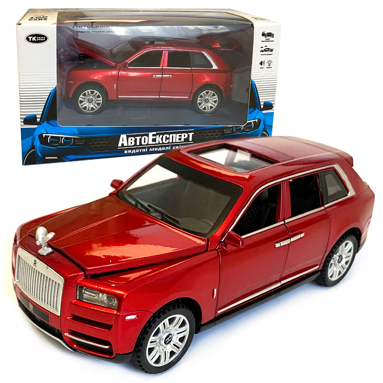 Дитяча машинка металева Автопром «Rolls-Royse» Ролс-Ройс, червона, світло, звук, відкр двері, баг, капот, 15*7*5 (DL-41556)