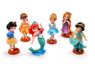 Іграшки принцеси Disney 6 шт Білосніжка Рапунцель Жасмін Белла Аріель 9 см ПВХ