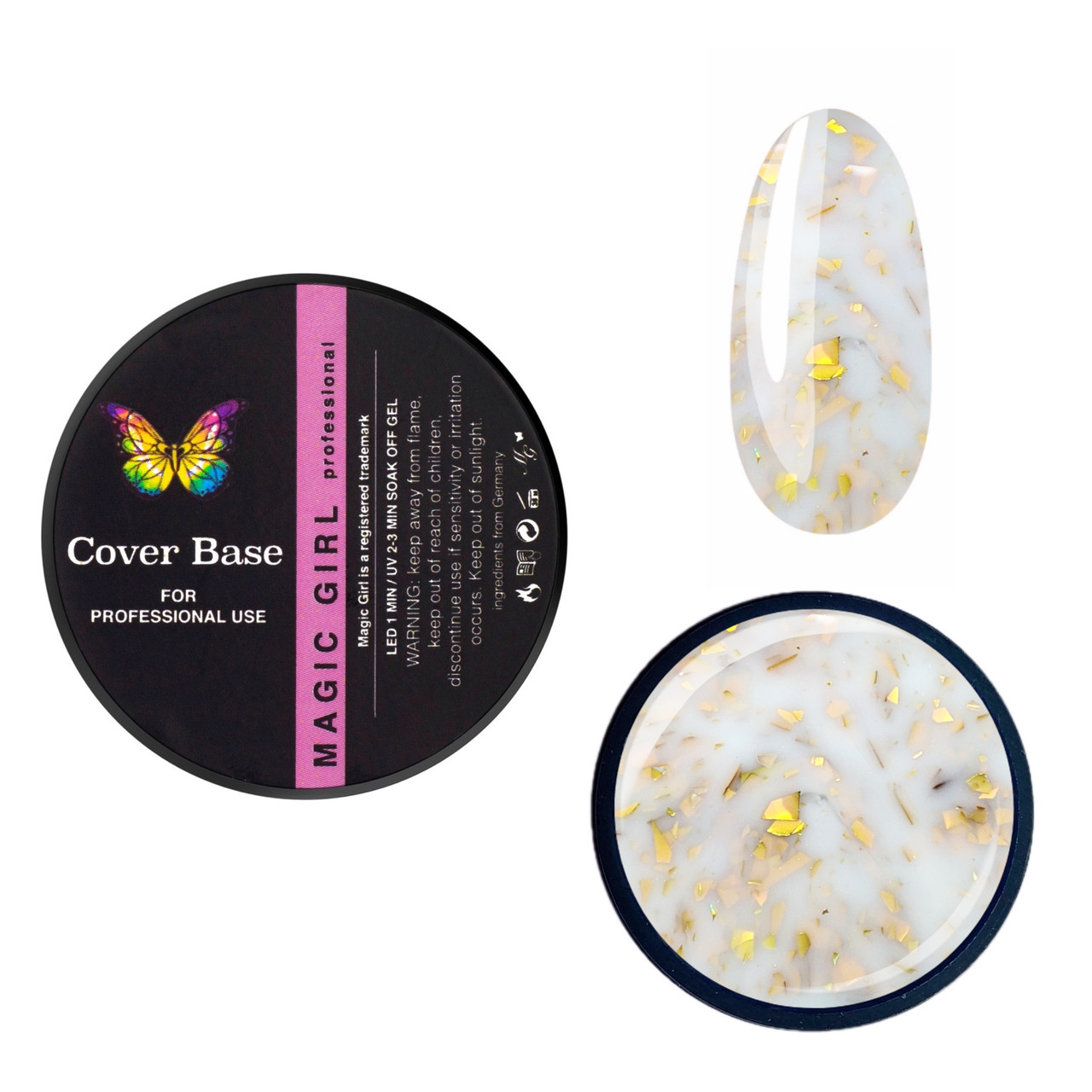 База для нігтів із стелею Magic Girl Base Potal S2 молочний із золотом 12 мл, фото 1