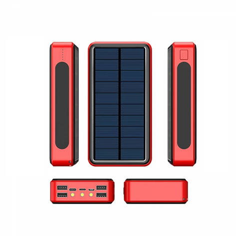Водонепроникний акумуляторний TRAVEL POWERBANK 10000 мА·год, на сонячній енергії 4 USB-виходи, фото 1