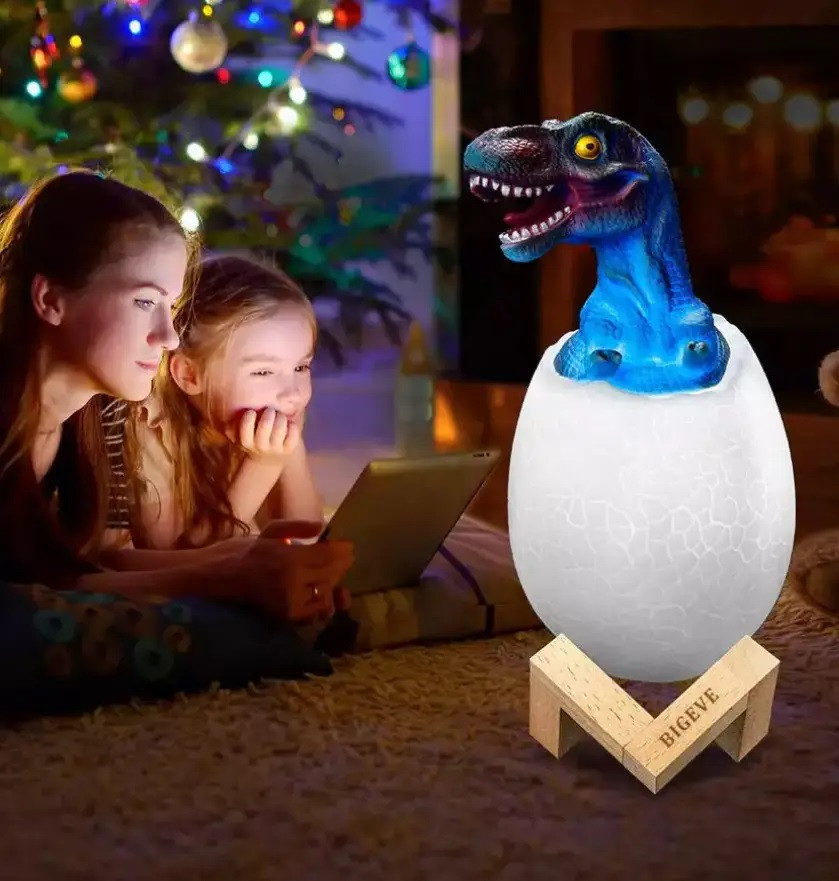 RGB 3D Dinosaur Настольная аккумуляторная LED лампа "Динозаврик в яйце" с пультом ДУ Ночник - фото 4 - id-p1742559477