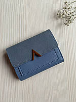 Женский комбинированный кошелек- портмоне из эко кожи матовый голубой
