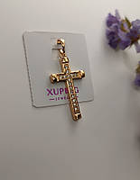 Крестик с камнями "церконий" (Медицинское золото) Xuping