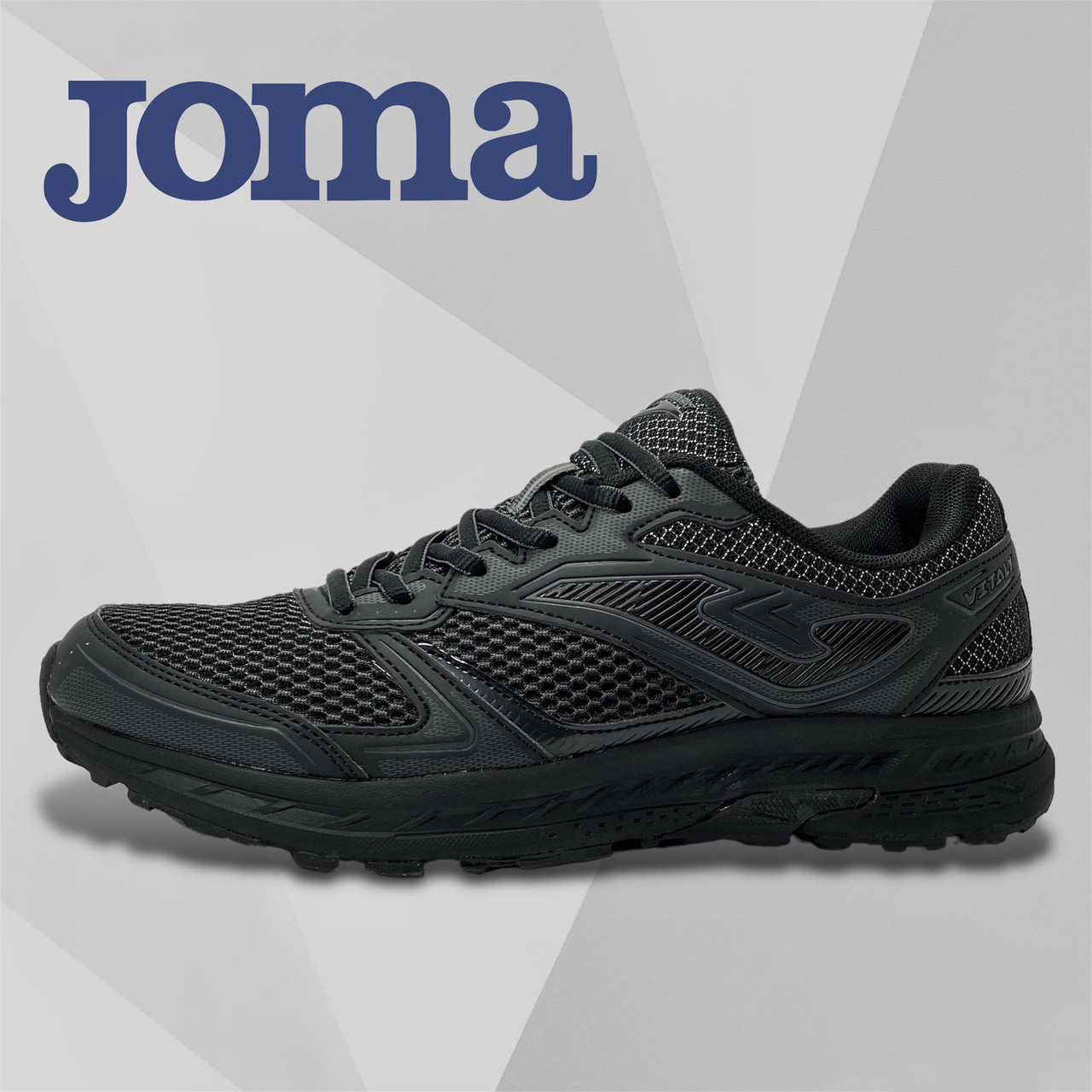 Мужские кроссовки черные сетка Joma (Испания) на шнурках летние весна/лето RVITAW2201 - фото 1 - id-p1670365547