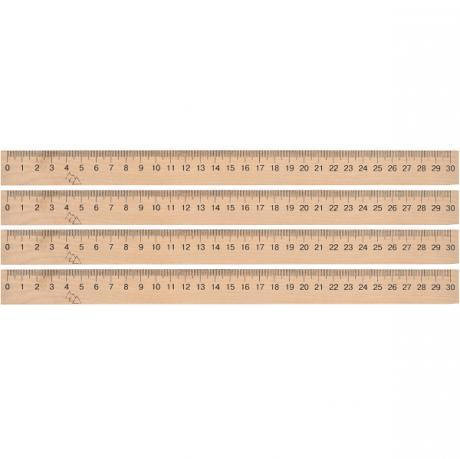 Лінійка 30 см, дерев'яна MZOPT, фото 1