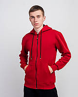 Чоловіче базове худі з начосом на блискавці, червоного кольору. Розміри: S,M,L,XL,XXL.