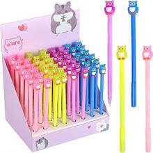 Ручка гелева 6061 "Сова" синя MZOPT