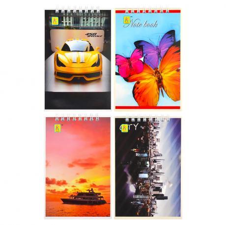 Блокнот А6 "Коленкор" 40 аркушів, спіраль м'яка обкладинка MZOPT