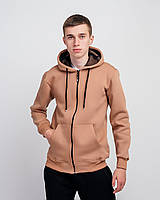 Чоловіче базове худі з начосом на блискавці, кольору беж. Розміри: S,M,L,XL,XXL.