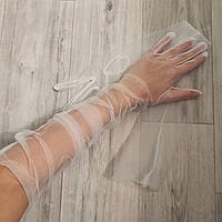 Длинные перчатки в сетку Белый (0042)