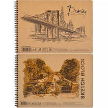 Альбом для малювання А4 "KRAFT" 30 аркушів, 90г/м², спіраль MZOPT