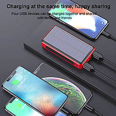 Водонепроникний акумуляторний TRAVEL POWERBANK 10000 мА·год, на сонячній енергії 4 USB-виходи, фото 5