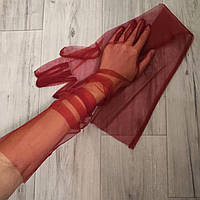 Длинные перчатки в сетку Бордовый (0042)