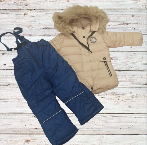 Зимовий комплект куртка і комбінезон, світло-бежевий