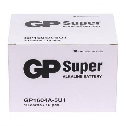 Батарейка GP 1604A-5UE1 лужна 6LF22,6LR61 Alkaline Super (крона) GP-002311 MZOPT, фото 3