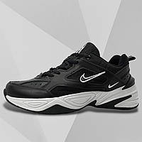 Кроссовки мужские Nike Air Monarch IV кожаные черно-белые весна/осень деми сезон