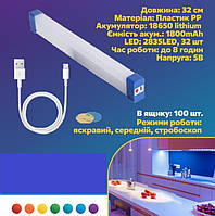 Светодиодная аккумуляторная(Li-ion) лампа 32см от USB на магнитах / аварийный светильник