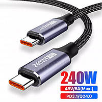 Высококачественный провод USB Type C 240 Вт для MacBook Pro 48V 5A PD3.1 USB C Сверхбыстрый зарядный кабель