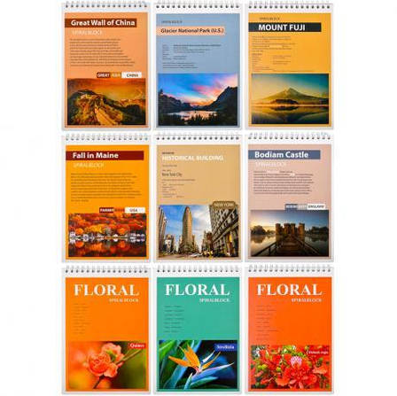 Блокнот A5 Color "KRAFT" 80арк. клітинка з перф., спіраль MZOPT, фото 1