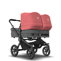 Коляска для двойни 2 в 1 Bugaboo Donkey 5 Twin Sunrise Red, Grey Melange, Black