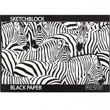 Альбом для акварелі чорний папір А5 "KRAFT" 30 аркушів, 120г/м², клеєний MZOPT