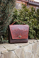 Кожаная женская сумка Пейзаж меньшая коричневый-кирпич