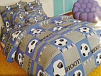Двухспальный постельный комплект-Футбол синий