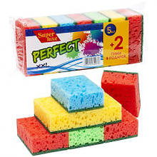 Губка для миття посуду "Super Lux" PERFECT 5+2 штук, 9,5*3,5*6,5 см MZOPT