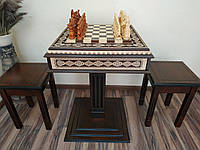 Шахматный стол "Dark Bright Victory" с ящиками для шахмат "Battle of Thrones" и "Knights" и двумя табуретами