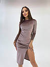 Велюрове міді плаття з розрізом на нозі та довгим рукавом (р. 42-44) 9035069, фото 5