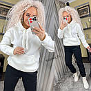 Теплий спортивний костюм жіночий із худі та чорними штанами джогерами двоколірний (р. 42-46) 7052006, фото 3