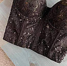 Чорний корсетний топ бюстьє з вишивкою з паєтки (р. 42-44) 77171005, фото 2