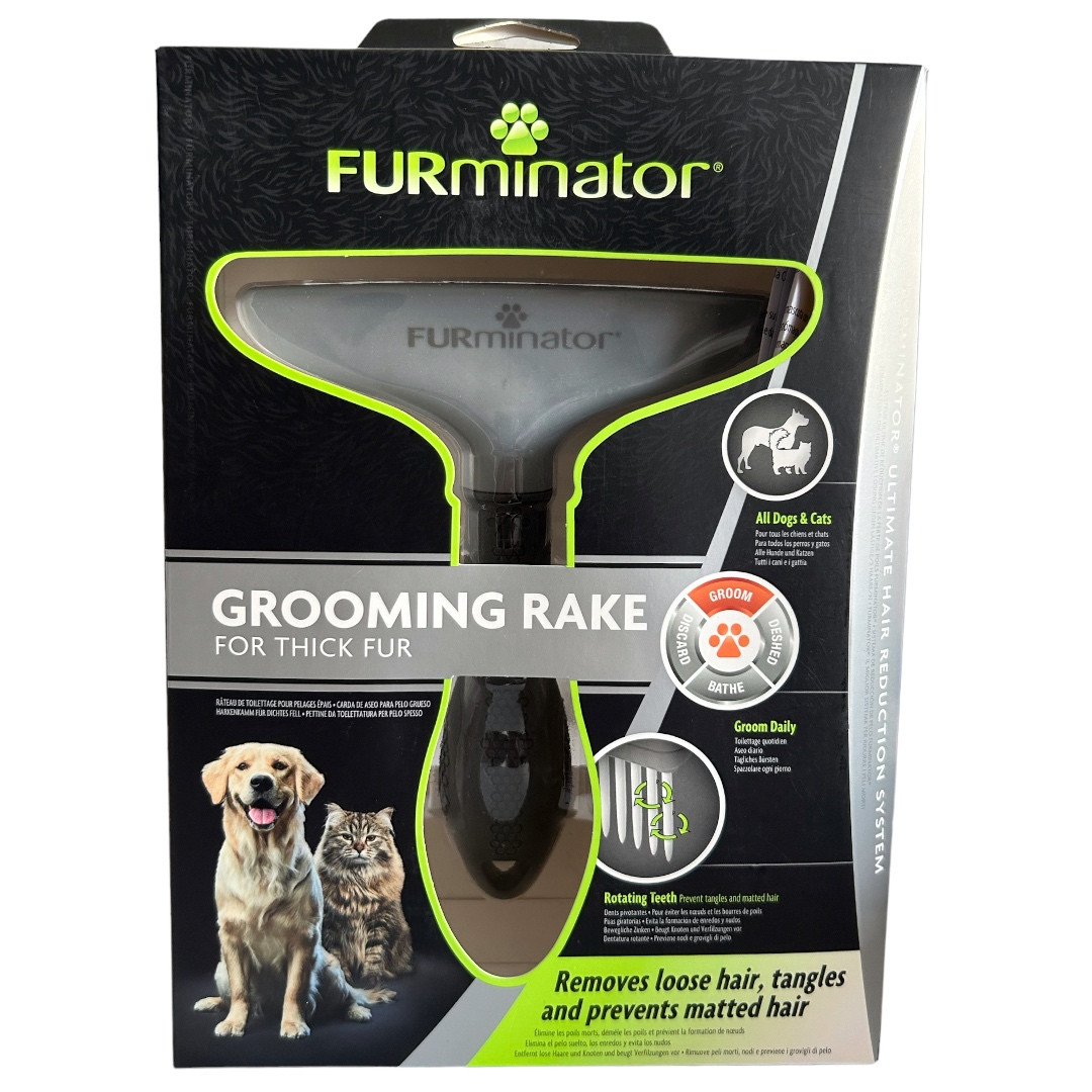 Граблі FURminator з зубцями, що обертаються.