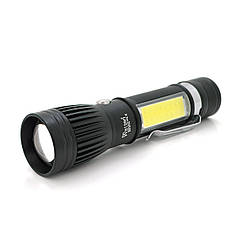 DR Ліхтарик ручний Watton WT-028, Cree T6+16SMD, 3 різ., ZOOM, 6800mAh акумулятор, заряджання microUSB, IP44.