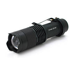 DR-ліхтар ручний KAMASTAR KM-82, 1LED CREE Q5, 3 W, 3 режими, ZOOM, АА/1300mah, Black, IP40, СЗП, 82х26х26мм,