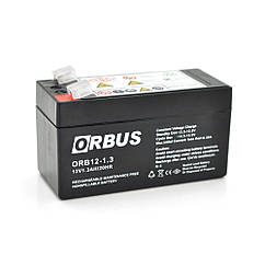 DR Акумуляторна батарея ORBUS ORB1213 AGM 12 V 1,3 Ah (98 х 44 х 53 (59)) 0.525 kg Q20/450