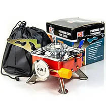 Похідний портативний газовий пальник із п'єзопідпалом K202, Плитка туристична газова, Кемпінгова плита, фото 2