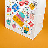 Пакети на День народження 260*150*350 дитячі подарункові пакети з яскравим малюнком "Подарунки", фото 4