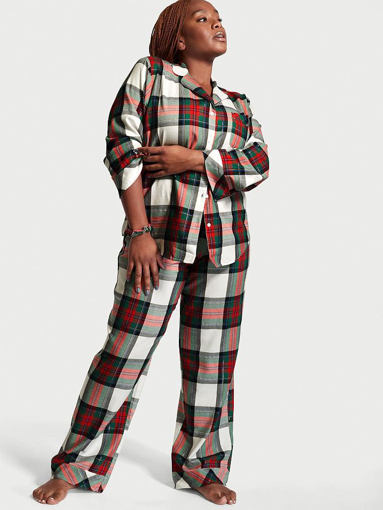 Фланелева Піжама Victoria's Secret Flannel PJ Set, В зелену клітку, фото 1