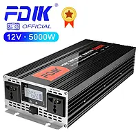 Инвертор чистый синус FDIK 5000W 12В DC - 220В AC 50Гц, LCD дисплей