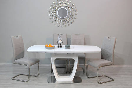 Стіл розкладний зі скляною стільницею Arizona 120 White gloss (Арізона) T7066 Evrodim, колір білий, фото 1