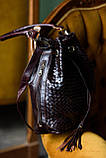 Сумка жіноча шкіряна через плече плетіння чорна, фото 2